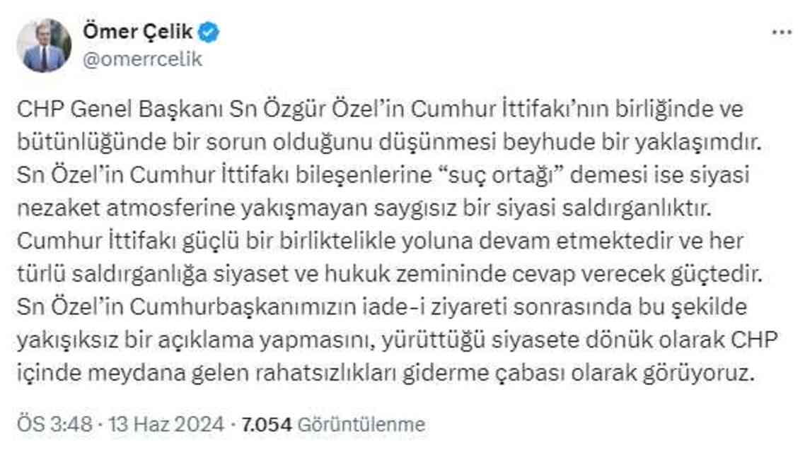 AK Parti'den Özel'in Cumhur İttifakı'na yönelik sözlerine tepki: Bu bir siyasi saldırganlıktır