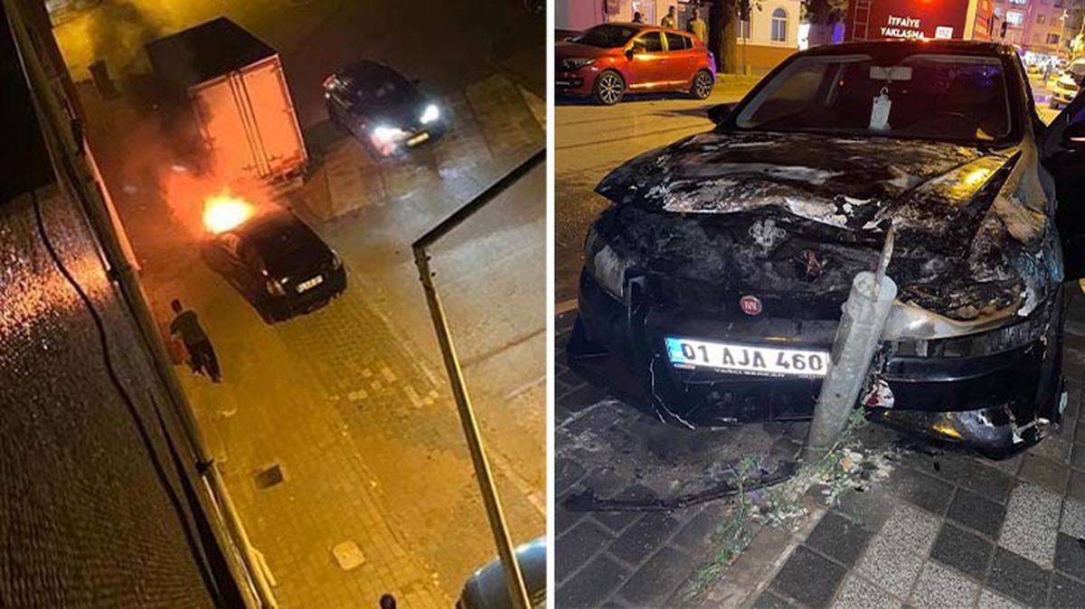 Sokakta kafasına göre takıldı! Kendi kendine çalışan otomobil kaza sonrası alev alev yandı