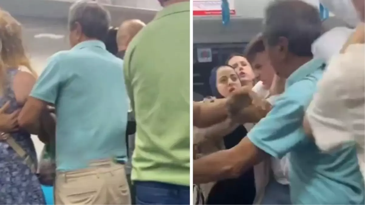 Marmaray\'da tekme ve yumruklar havada uçuştu