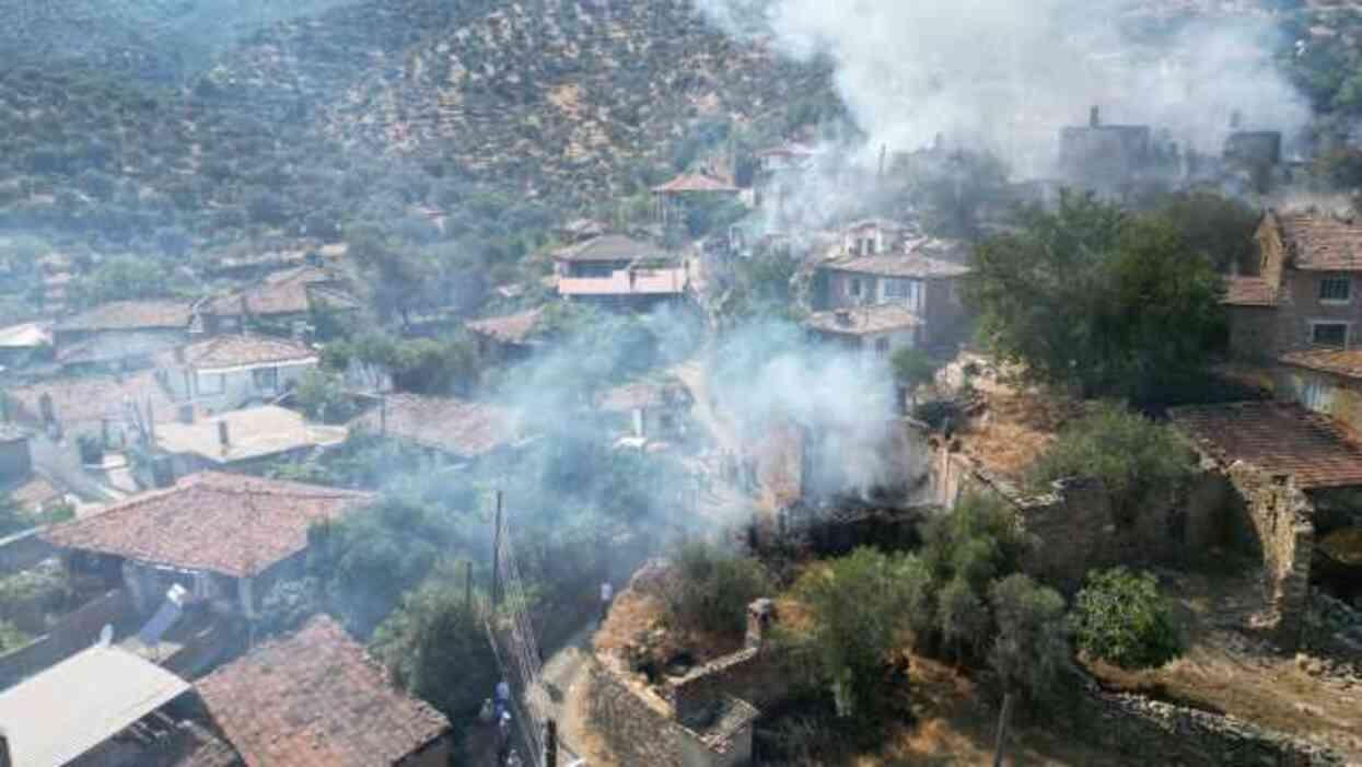 Aydın'ın Bozdoğan ilçesinde çıkan yangında 13 ev küle döndü