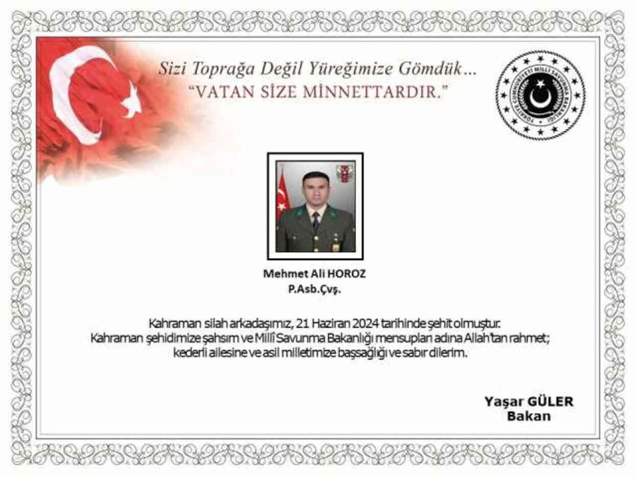 Pençe-Kilit bölgesinde teröristlerle çıkan çatışmada 1 astsubay şehit oldu