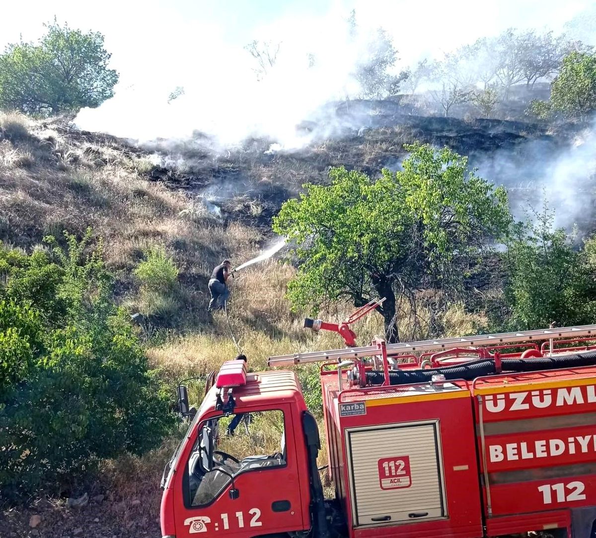 Erzincan\'da çıkan örtü yangını itfaiye tarafından söndürüldü