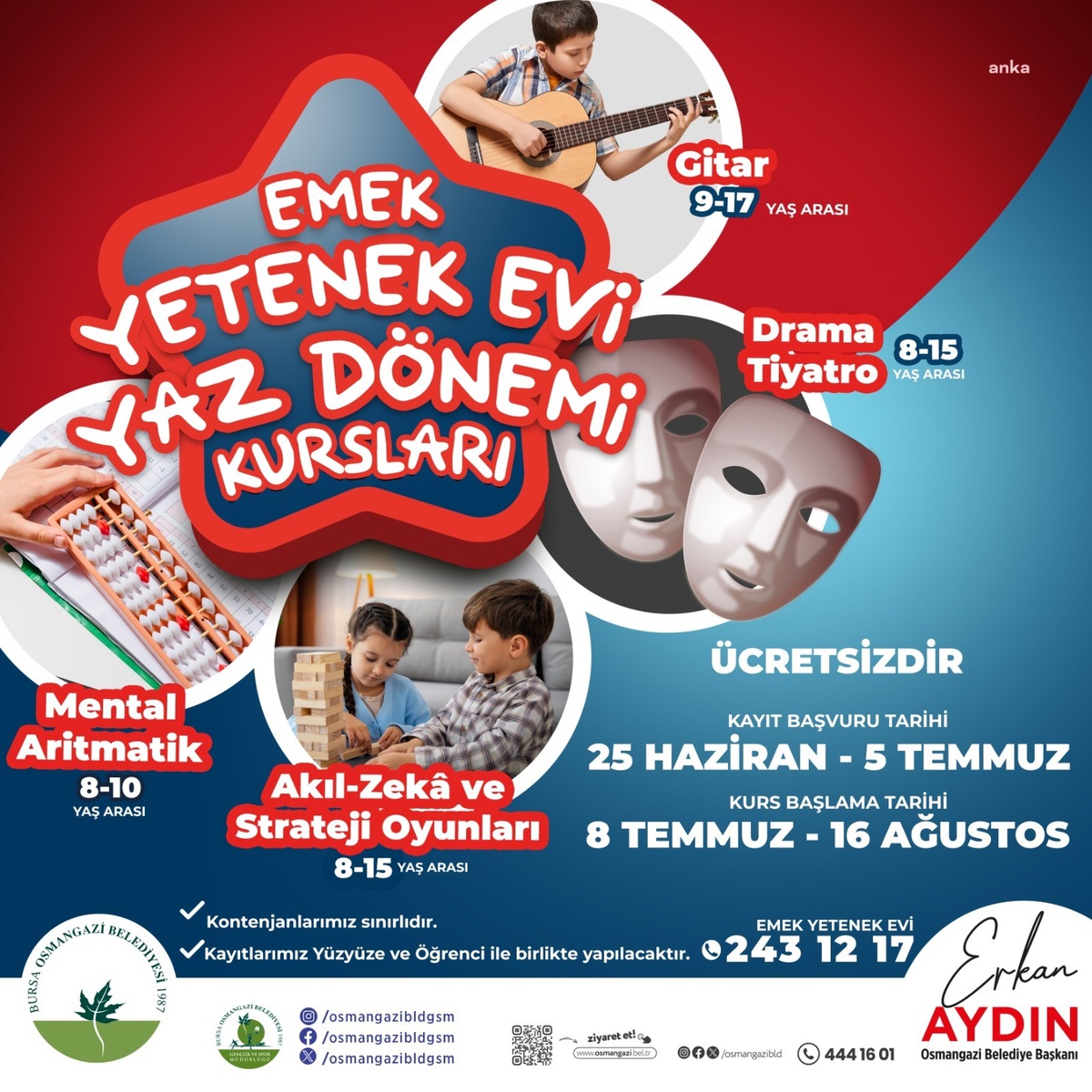 Osmangazi Belediyesi Emek Yetenek Evi\'nde Yaz Dönemi Kursları Başladı