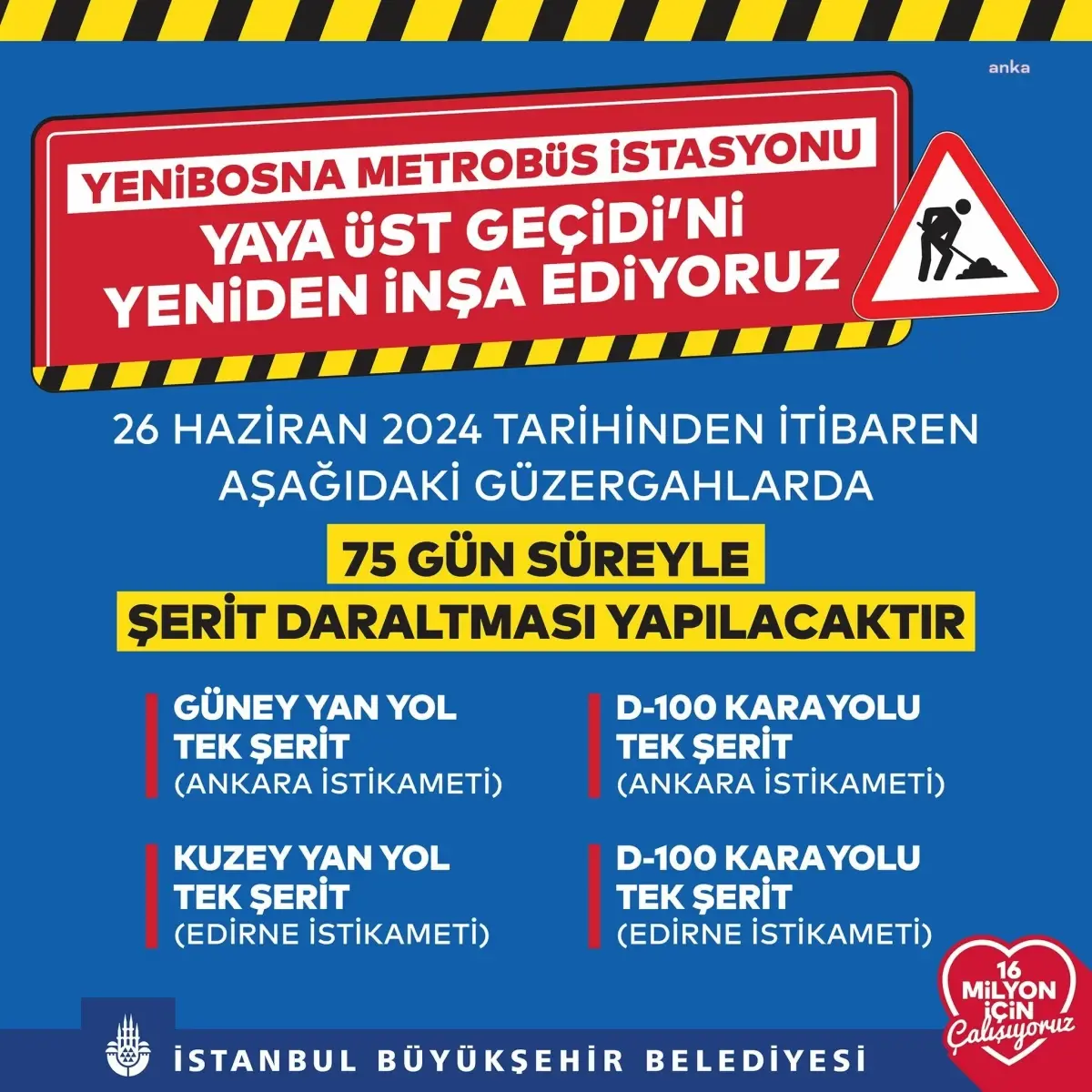 Yenibosna Metrobüs İstasyonu Yaya Üst Geçidi Yenileniyor