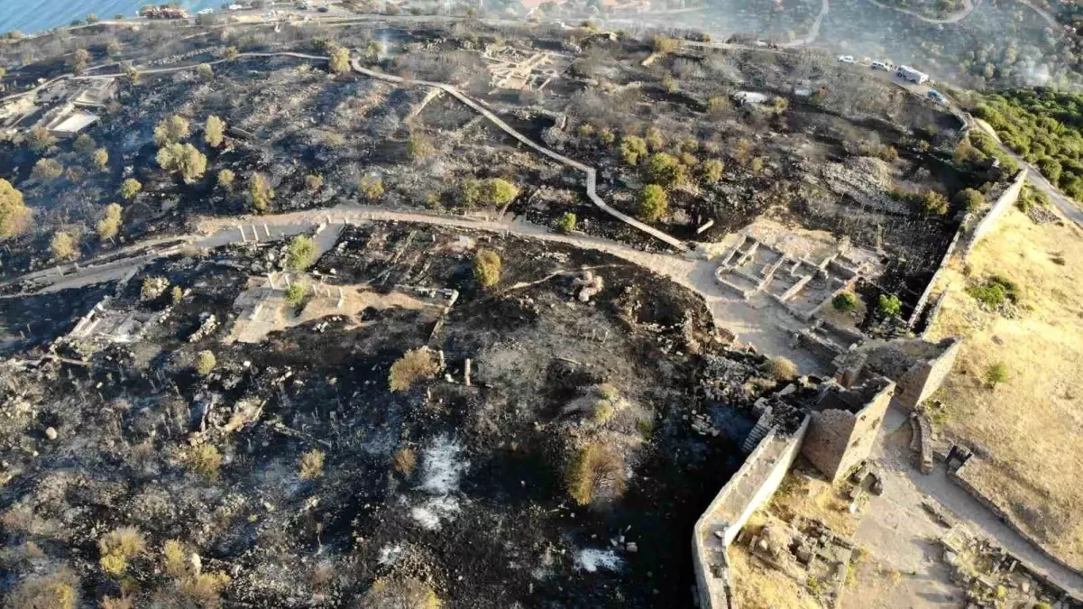 Çanakkale\'de çıkan orman yangınında Assos Ören Yeri ve Athena Tapınağı zarar gördü