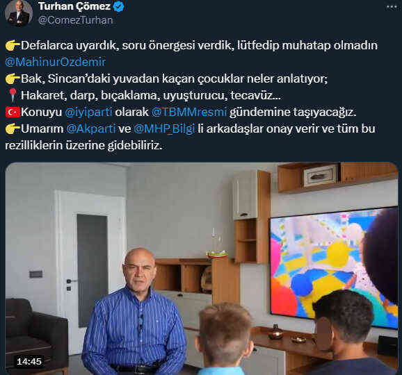 İYİ Partili Çömez'den, devlete ait çocuk yurtlarına ilişkin skandal iddia! Bakanlık harekete geçti İYİ Partili Çömez'den, devlete ait çocuk yurtlarına ilişkin skandal iddia! Bakanlık harekete geçti