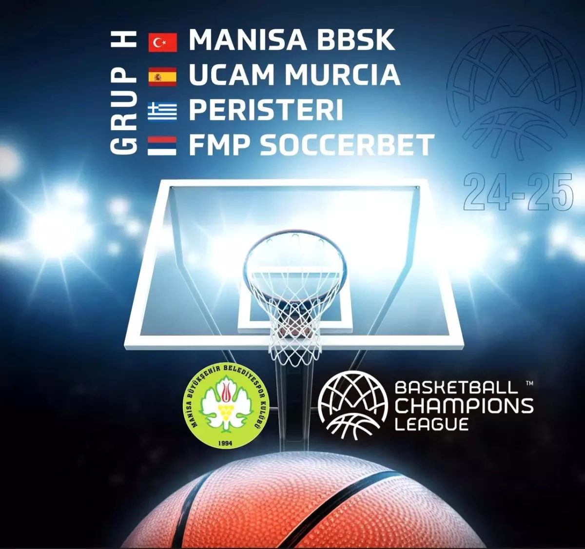 Manisa Büyükşehir Belediyespor Basketbol Takımı, Basketbol Şampiyonlar Ligi\'nde H Grubu\'nda yer alacak