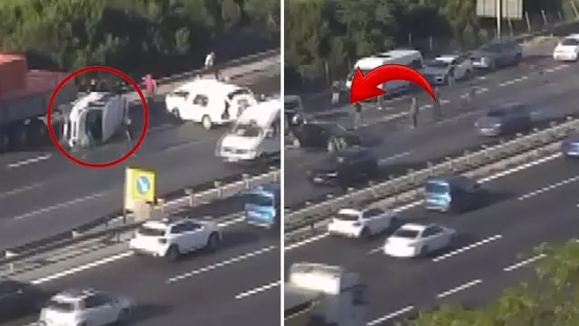 TEM Otoyolu'nda zincirleme kaza: 15 araç birbirine girdi, 7 kişi yaralandı