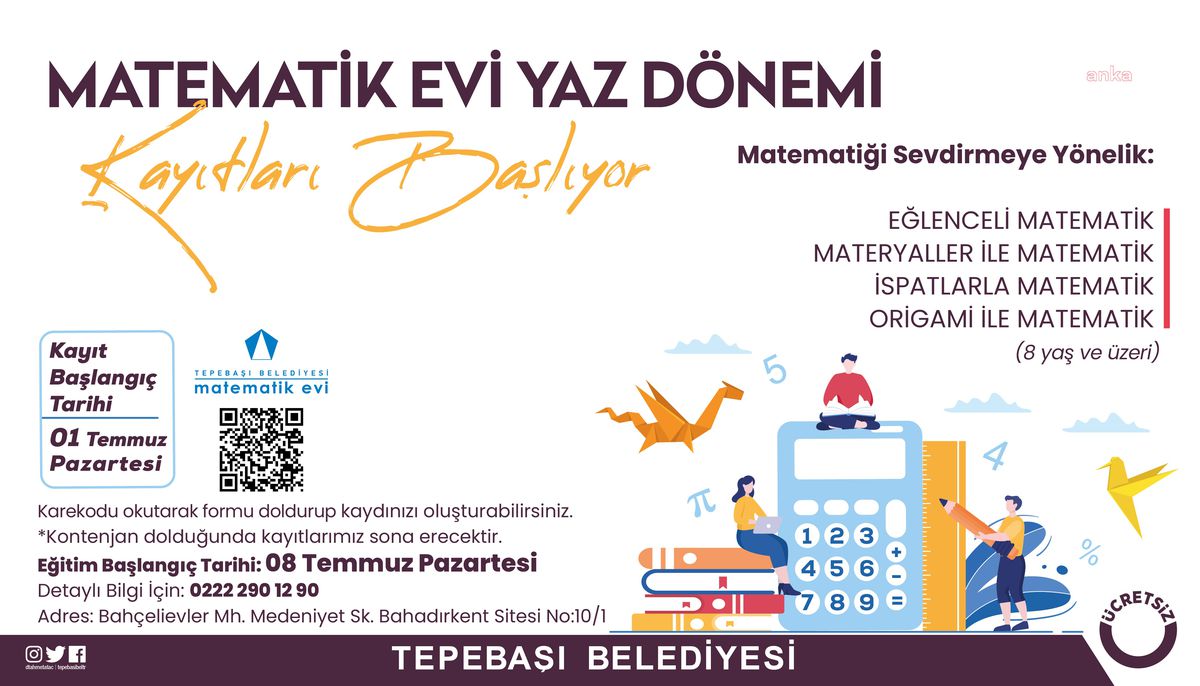 Tepebaşı Belediyesi Matematik Evi\'nde Yaz Dönemi Kursları Başlıyor