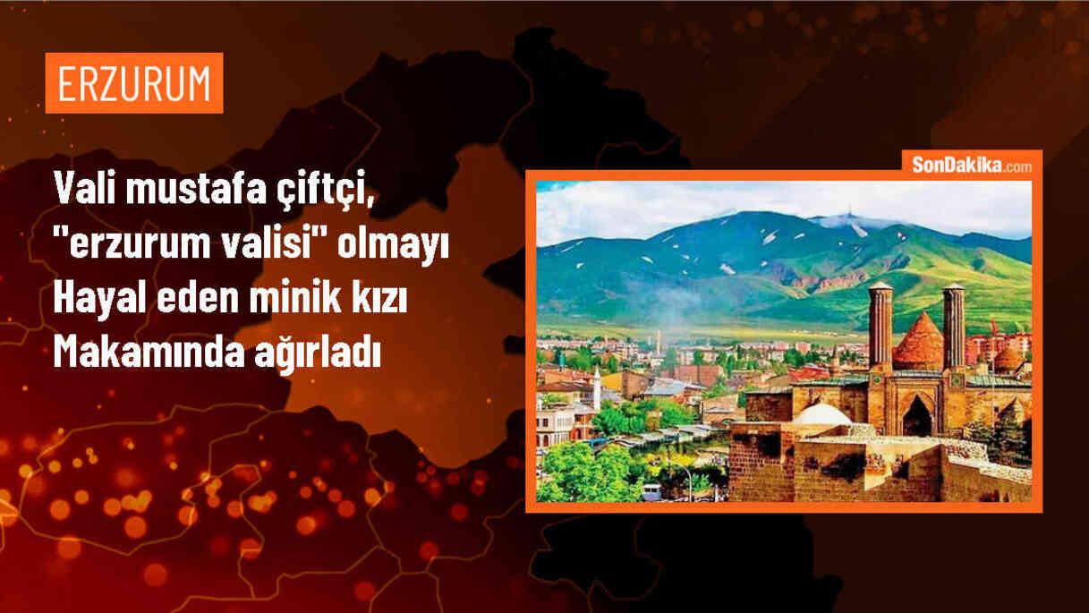 Erzurum Valisi Mustafa Çiftçi, 8 yaşındaki Eyşan Duru\'yu makamında misafir etti