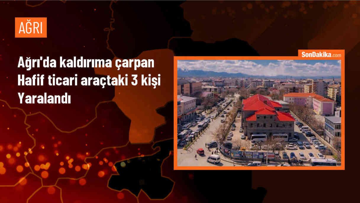 Ağrı\'da Hafif Ticari Araç Kaldırıma Çarptı: 3 Kişi Yaralandı