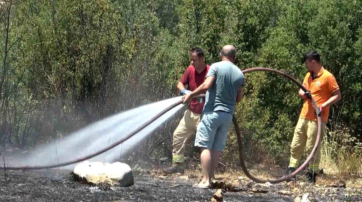 Muğla\'da Tarlada Başlayan Yangın Orman Yangınına Dönüşmeden Kontrol Altına Alındı