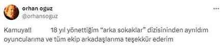 Arka Sokaklar dizisinin 18 yıllık yönetmeni Orhan Oğuz ekibe veda etti