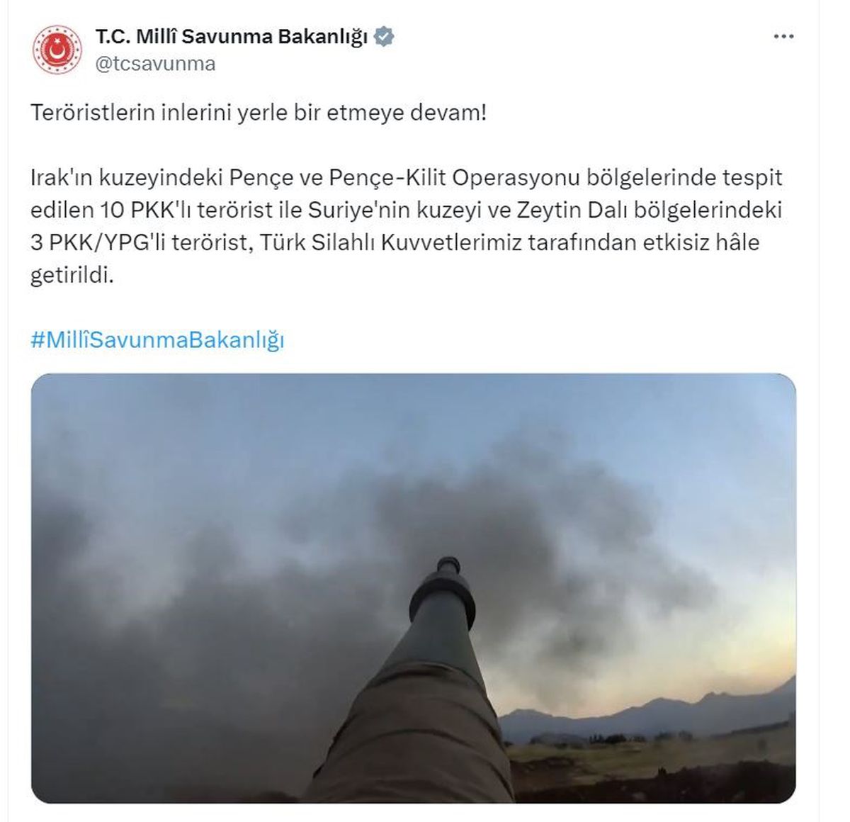 MSB: Irak ve Suriye\'de 13 terörist etkisiz hale getirildi