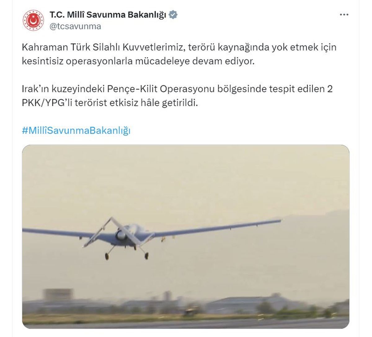 Pençe-Kilit Operasyonu Bölgesinde 2 PKK/YPG\'li Terörist Etkisiz Hale Getirildi