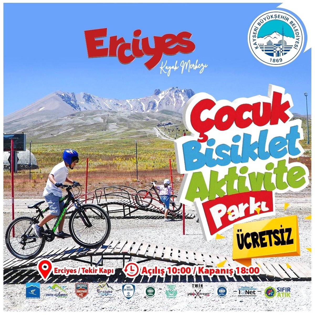 Kayseri Erciyes A.Ş. Çocuklara Ücretsiz Bisiklet ve Aktivite Parkı Sunuyor