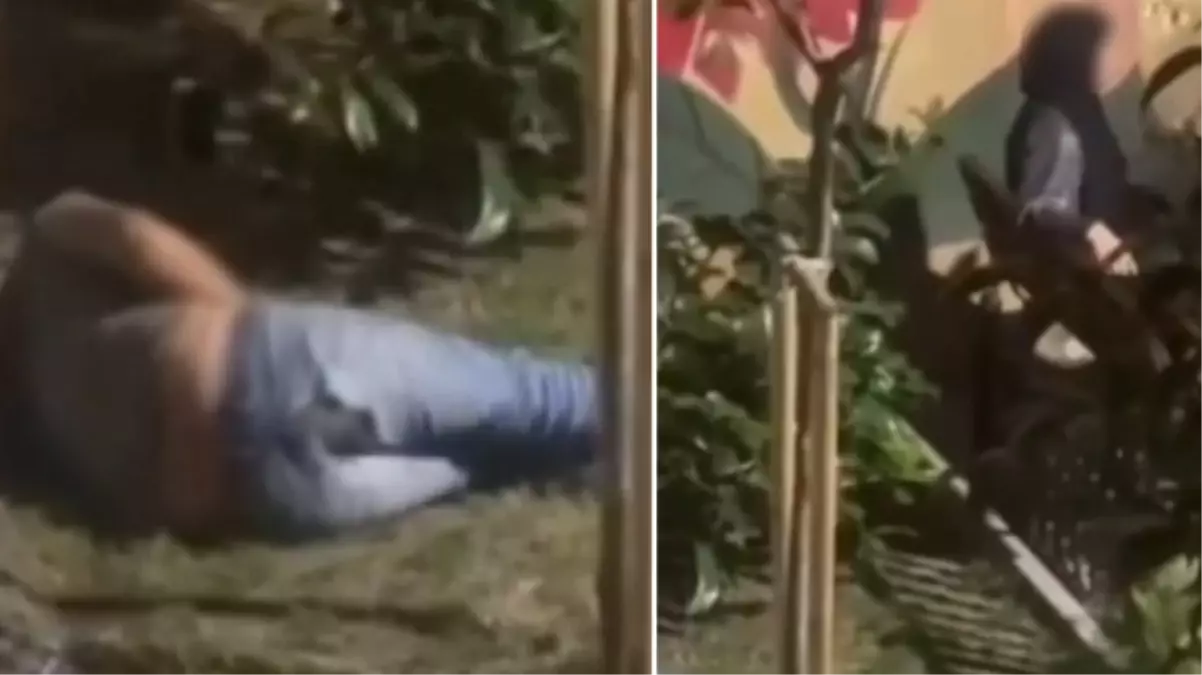 Çocuk parkında çimlere uzanıp kendini tatmin etti! Mahallelinin tepkisi hayli sert oldu