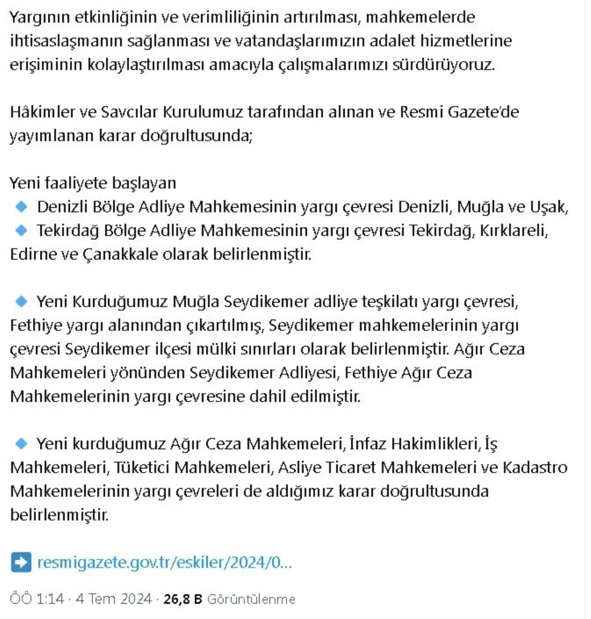 Adalet Bakanı Yılmaz Tunç, HSK Kararıyla Adalet Hizmetlerine Erişimi Kolaylaştırıyor