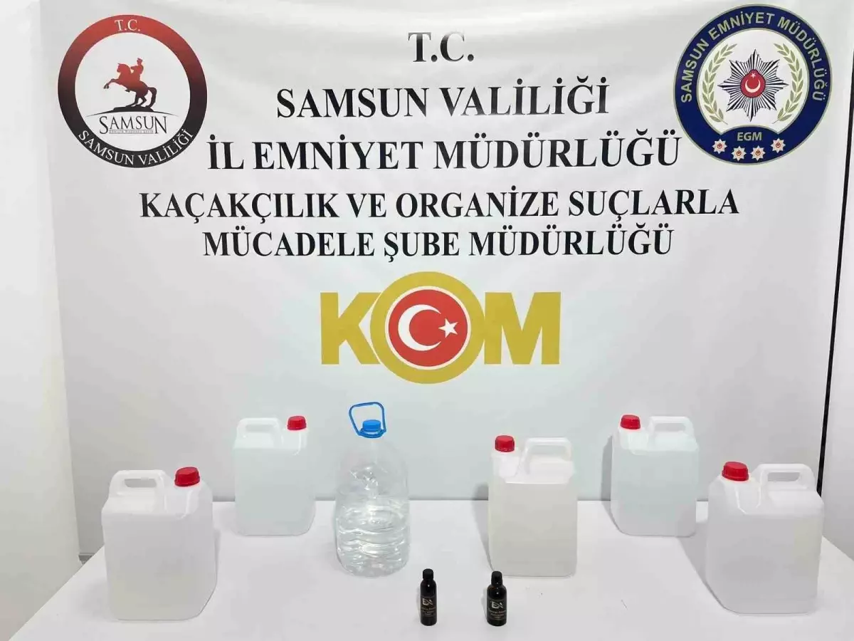 Samsun\'da İşyerinde Etil Alkol ve Sahte İçki Ele Geçirildi