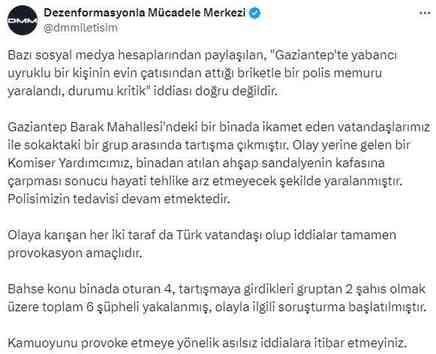 Gaziantep'te polis memuruna saldırı iddiası doğru değil