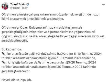 İşte başvuru tarihleri! Öğretmenlere ikinci kez nakil imkanı getirildi