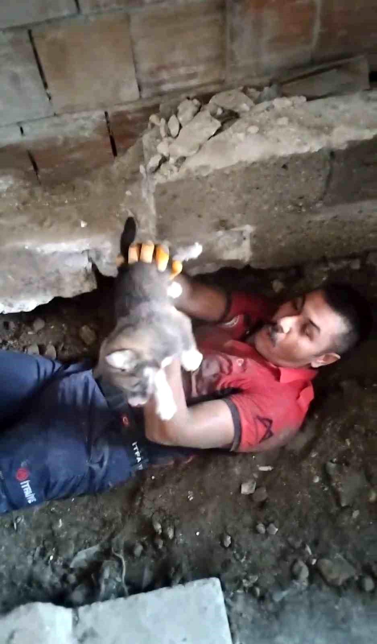 Tarsus\'ta Sıkışan Yavru Köpek İtfaiye Tarafından Kurtarıldı