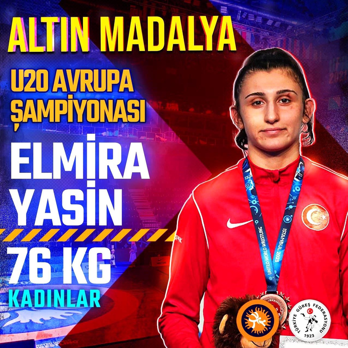 Erzincanlı milli sporcu U20 Avrupa Güreş Şampiyonası\'nda altın madalya kazandı