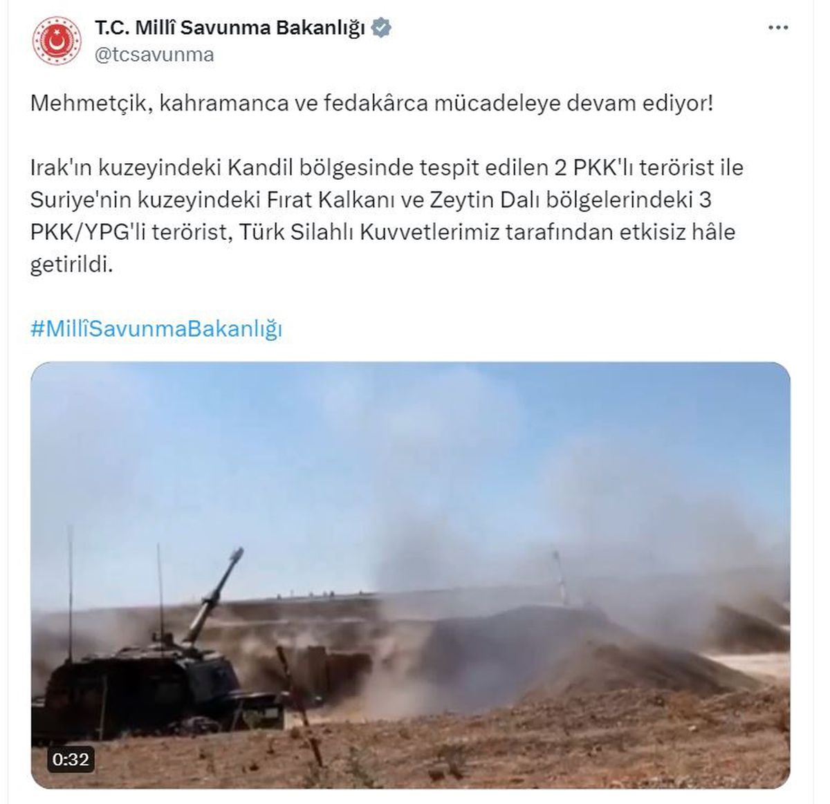 Türk Silahlı Kuvvetleri, Irak ve Suriye\'de 5 teröristi etkisiz hale getirdi