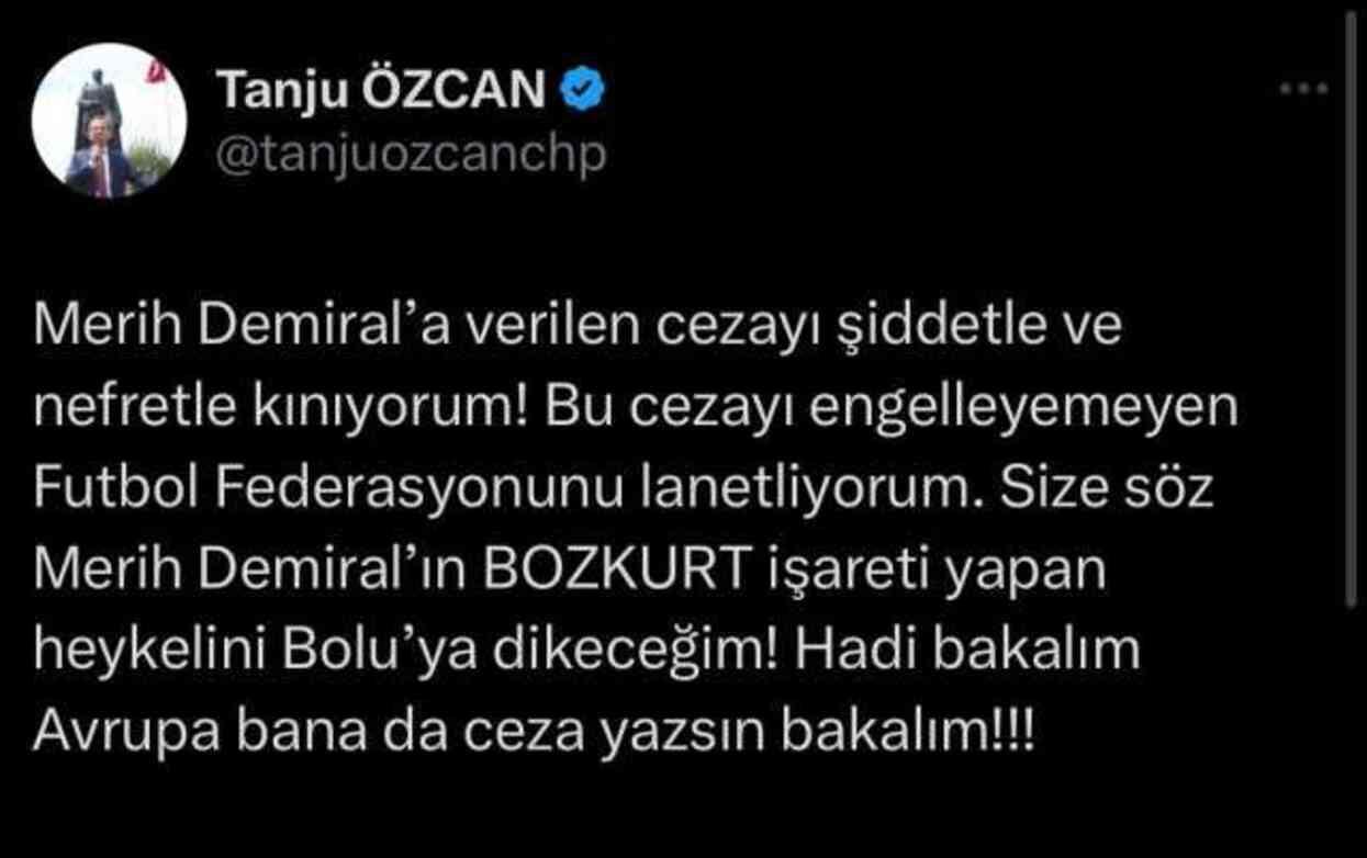 Tanju Özcan, bozkurt işareti yaptığı için ceza alan Merih Demiral'ın heykelini dikecek