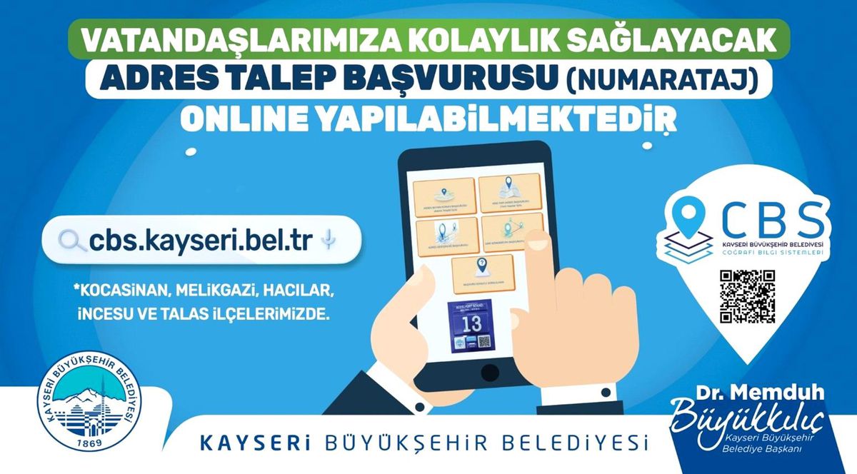 Kayseri Büyükşehir Belediyesi\'nden çevrimiçi adres talep başvurusu