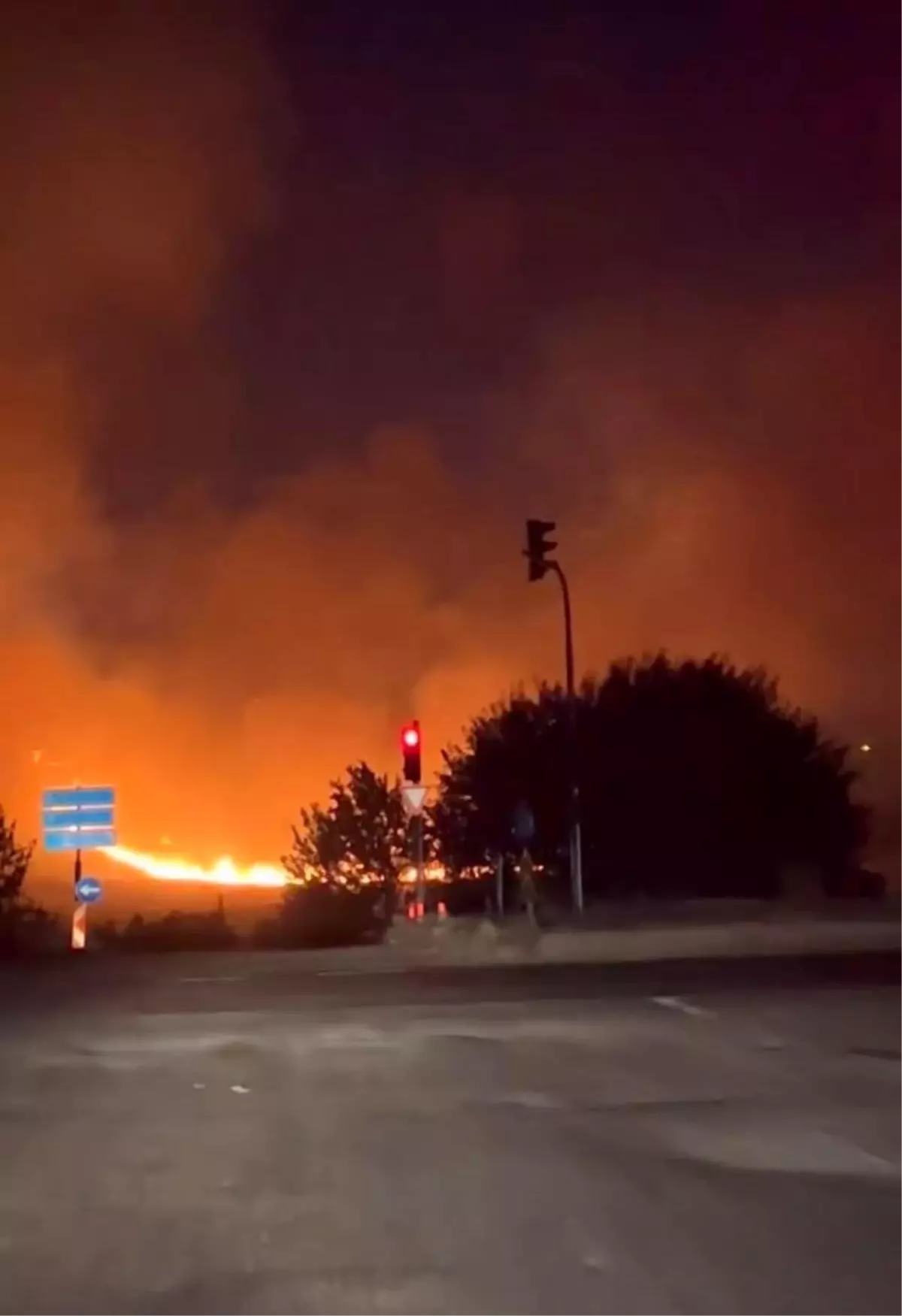 Adıyaman\'da çıkan yangın alevlerle gecenin karanlığını aydınlattı