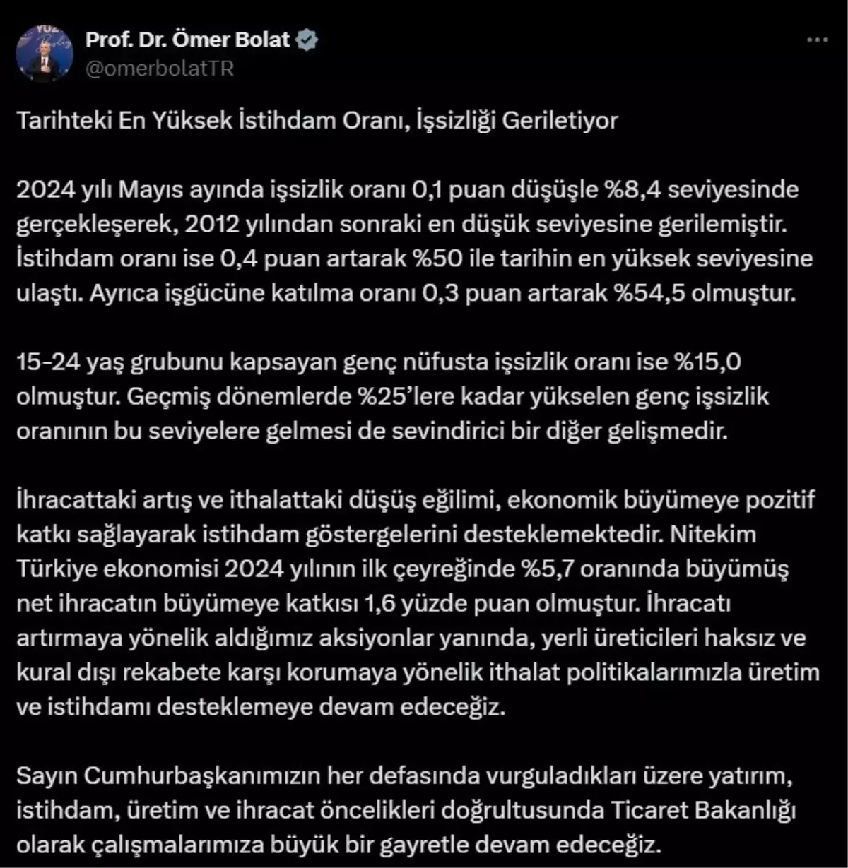 İşsizlik Oranı 2012\'den Sonraki En Düşük Seviyeye Geriledi