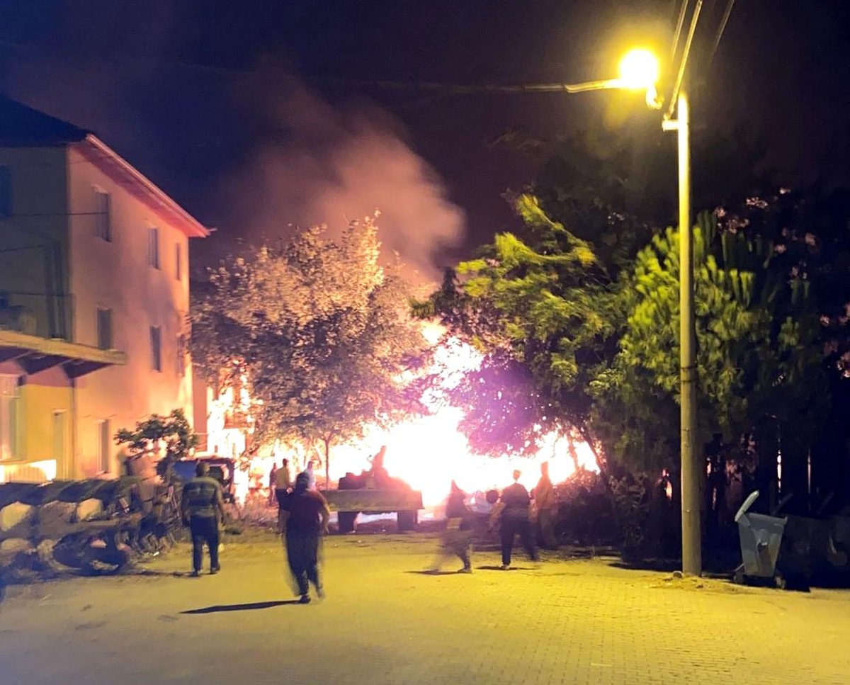 Denizli\'nin Pamukkale ilçesinde samanlık yangını