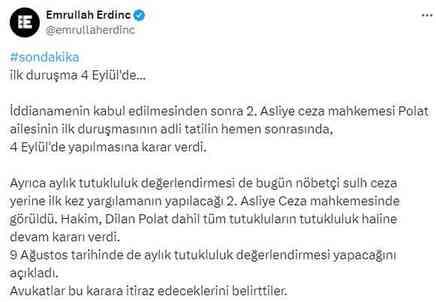 Polat çifti Asliye Ceza Mahkemesi'nde yargılanacak! İlk duruşma 4 Eylül'de