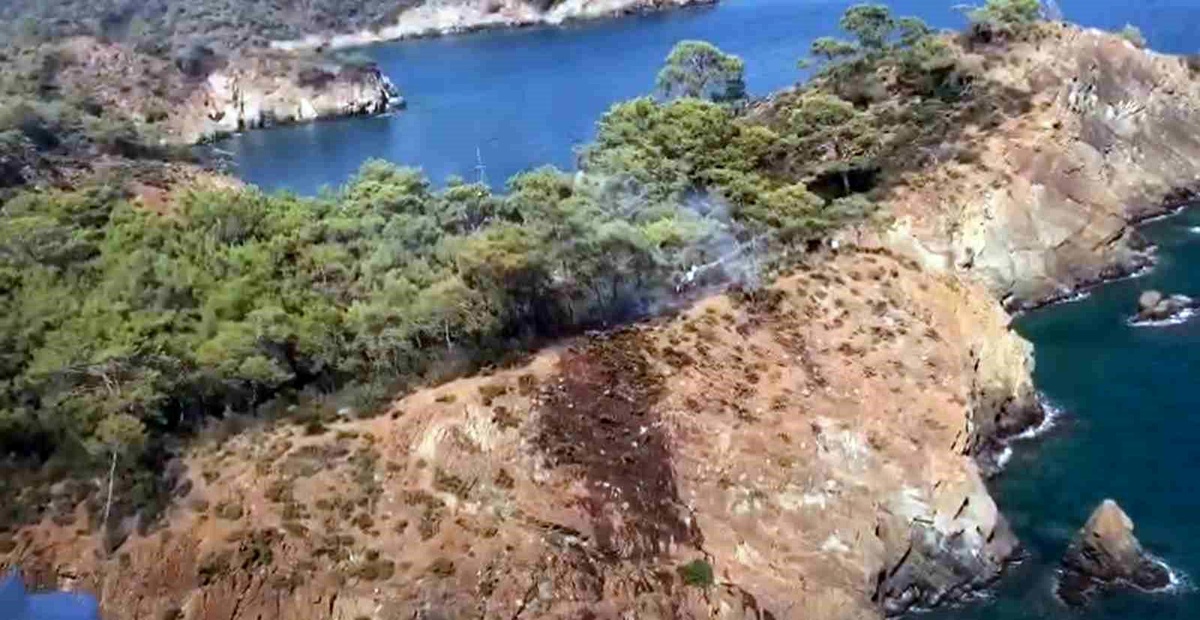 Fethiye Katrancı Koyunda Çıkan Yangın Kısa Sürede Söndürüldü