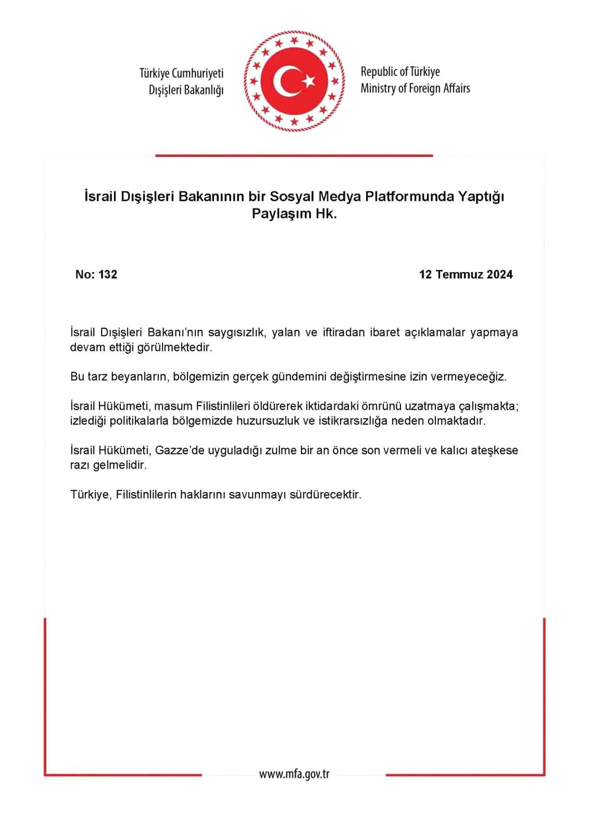 Dışişleri Bakanlığı, İsrail Dışişleri Bakanı Katz\'ın Erdoğan\'a yönelik açıklamalarına tepki gösterdi