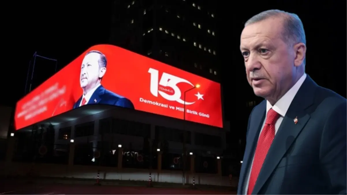 Cumhurbaşkanı Erdoğan\'ın 15 Temmuz mesajı dijital gösterim ekranında yayımlandı