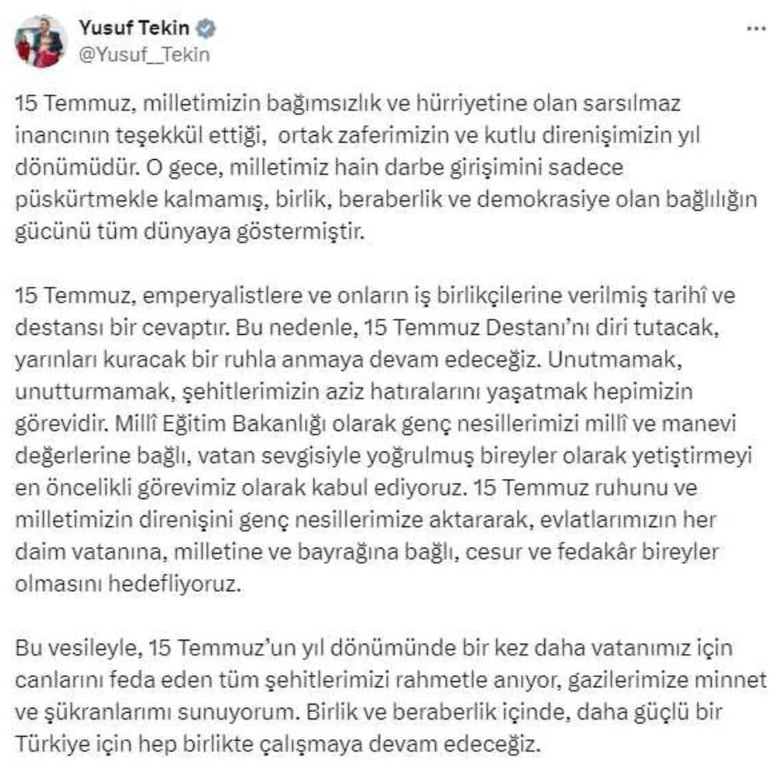 Siyasilerden 15 Temmuz mesajları: Darbeler dönemi bir daha açılmamak üzere kapanmıştır Siyasilerden 15 Temmuz mesajları: Darbeler dönemi bir daha açılmamak üzere kapanmıştır