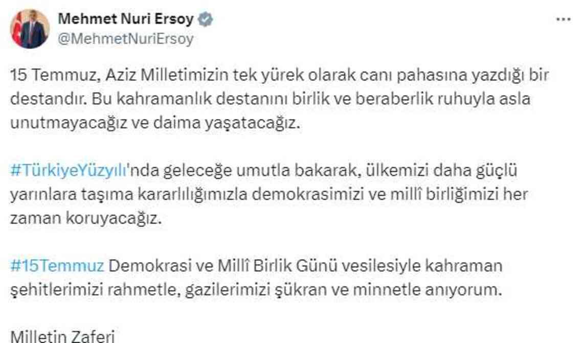 Siyasilerden 15 Temmuz mesajları: Darbeler dönemi bir daha açılmamak üzere kapanmıştır Siyasilerden 15 Temmuz mesajları: Darbeler dönemi bir daha açılmamak üzere kapanmıştır