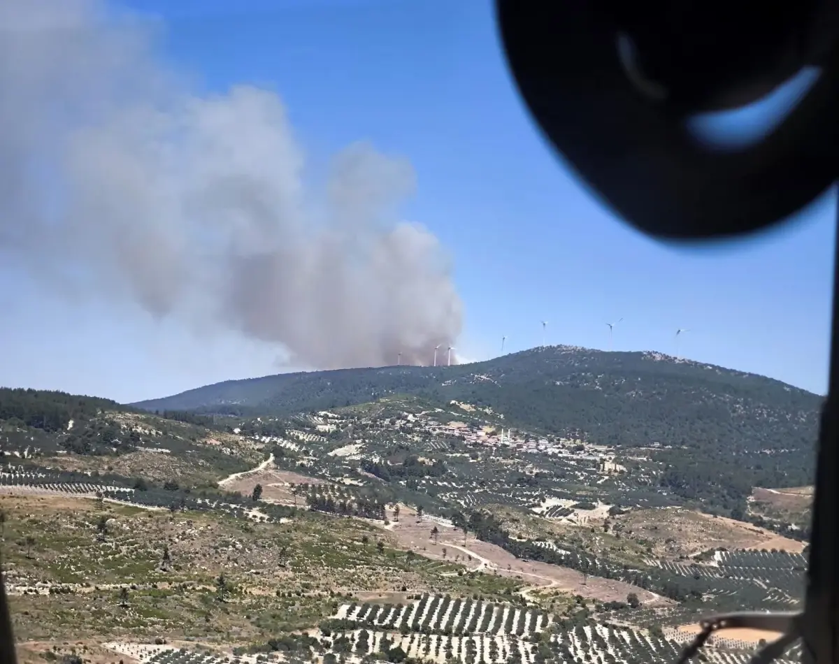 Manisa\'da ormanlık alanda çıkan yangına müdahale ediliyor