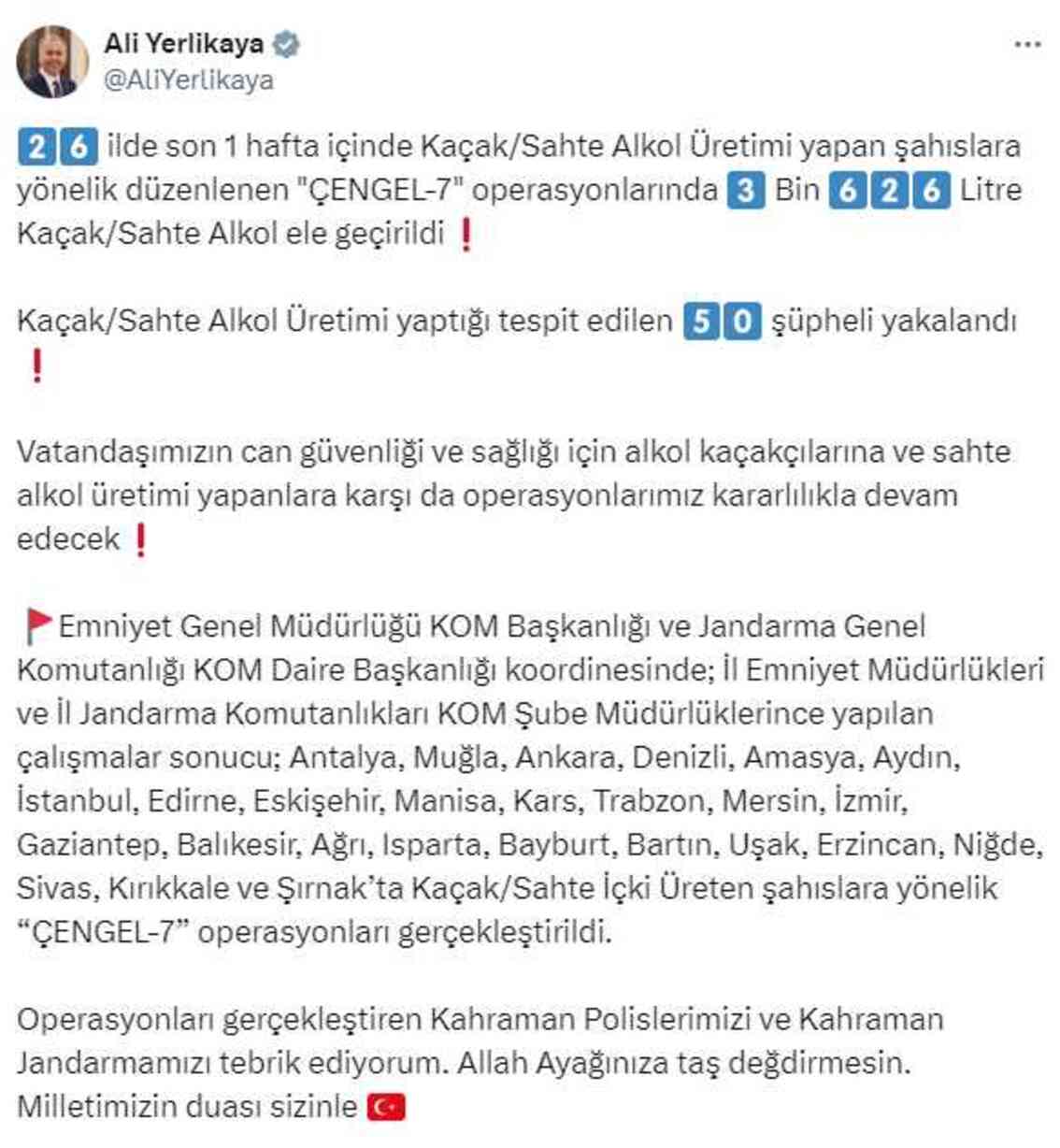 26 ilde operasyon! Yüzlerce litre kaçak alkol ele geçirildi, 50 şüpheli gözaltında 26 ilde operasyon! Yüzlerce litre kaçak alkol ele geçirildi, 50 şüpheli gözaltında