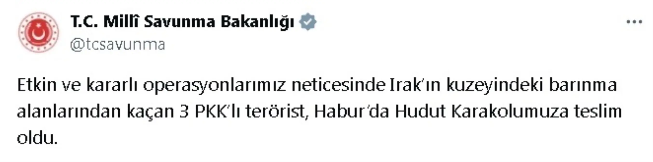 Irak\'tan kaçan 3 PKK\'lı terörist Habur\'da teslim oldu