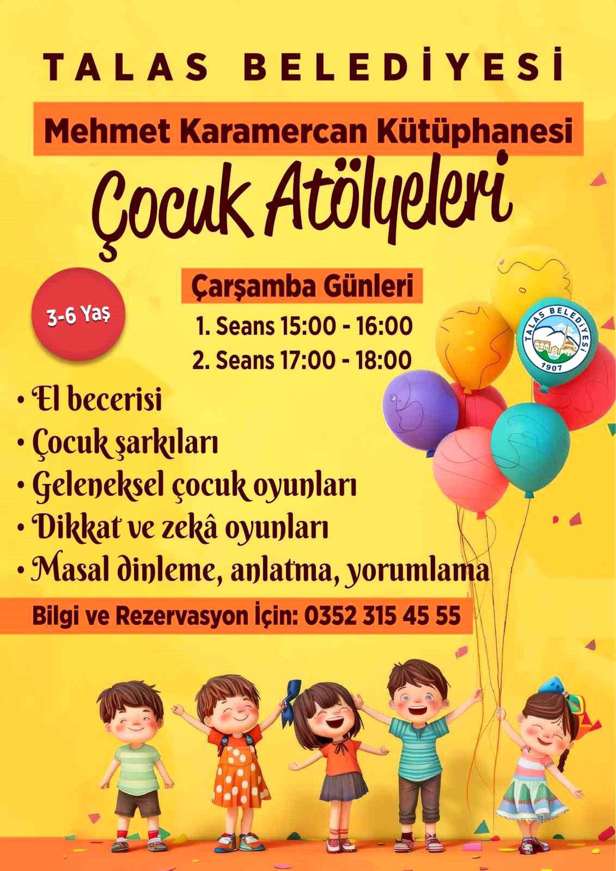Talas Belediyesi Çocuk Atölyeleri Yaz Etkinliklerine Başlıyor