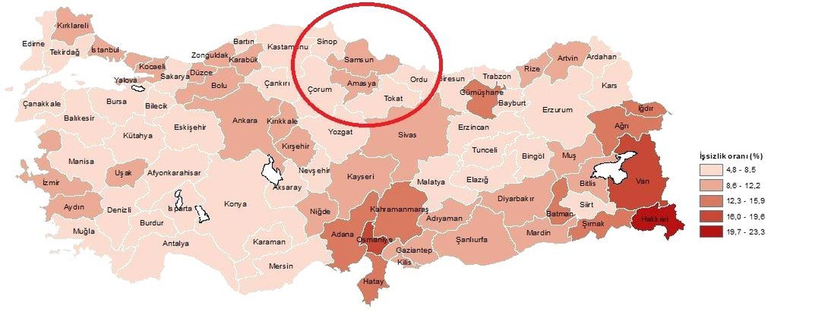 Samsun Orta Karadeniz\'de İşsizlik Oranında İlk Sırada