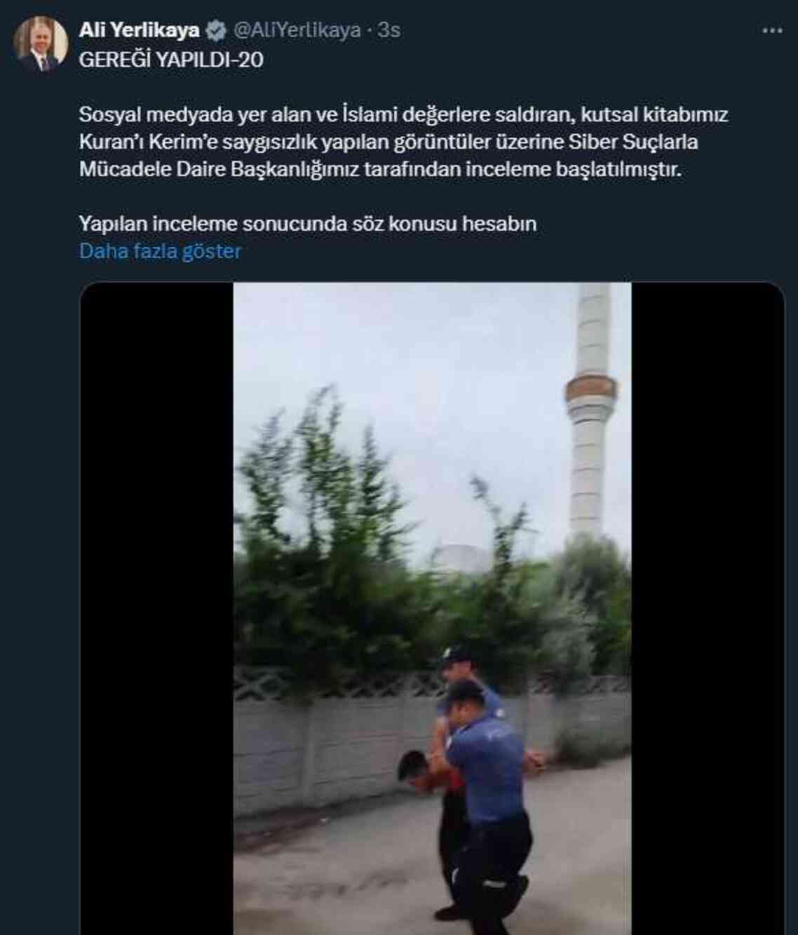 Yerlikaya'dan bir 'Gereği yapıldı' paylaşımı daha! İnfial yaratan paylaşımların sahibi gözaltına alındı Yerlikaya'dan bir 'Gereği yapıldı' paylaşımı daha! İnfial yaratan paylaşımların sahibi gözaltına alındı
