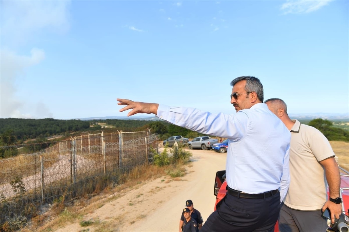 Edirne Valisi Yunus Sezer, Bulgaristan\'da devam eden orman yangınıyla ilgili inceleme yaptı