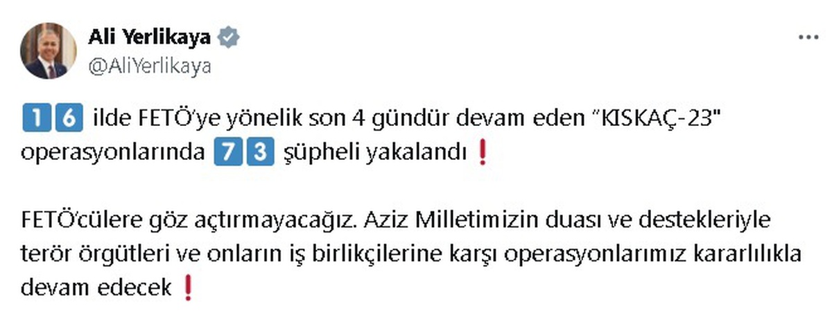 Kıskaç-23 Operasyonlarında 73 FETÖ Şüphelisi Yakalandı