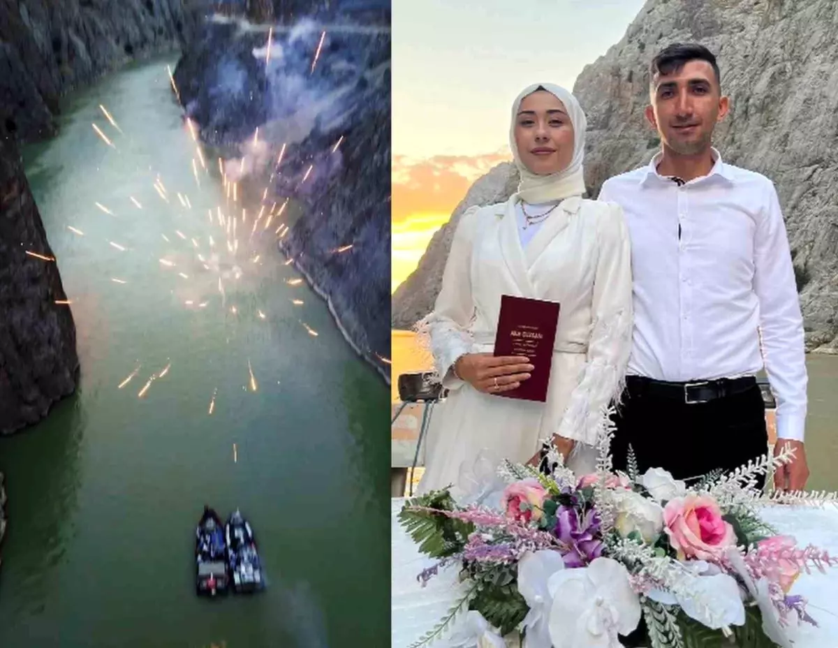 Erzincan\'ın Kemaliye ilçesinde Karanlık Kanyon\'da nikah akdi gerçekleşti