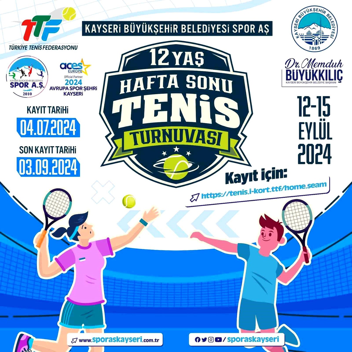 Kayseri, Ulusal 12 Yaş Hafta Sonu Tenis Turnuvası\'na ev sahipliği yapacak
