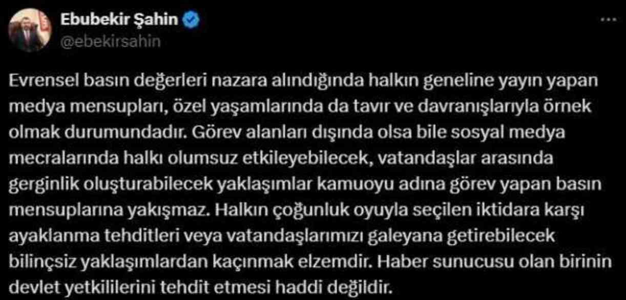 Haber sunucusu 'Öldürtmeyeceğiz' dedi, RTÜK Başkanı Şahin'den yanıt gecikmedi